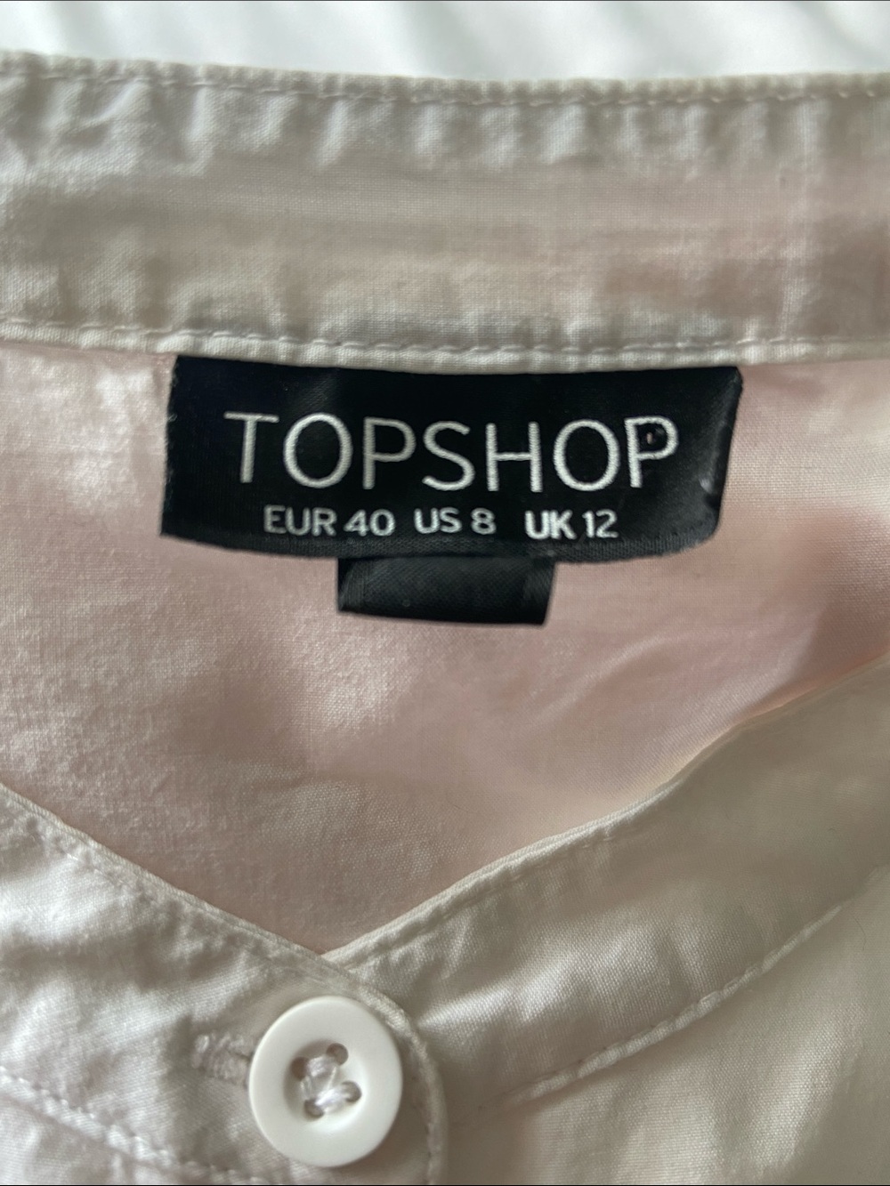 Topshop White Button-Front Embroidered Ruffle Blouse - Picture 6 of 6
